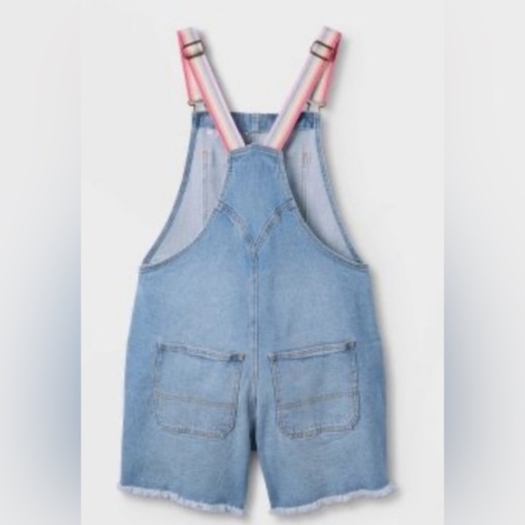 UNISEX Pride Adult QUEEN Rainbow Denim Short overalls - Picture 3 of 6